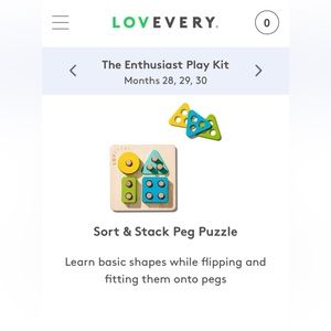 Lovevery Sort & Stack Peg Shape Puzzle Enthusiast Kit